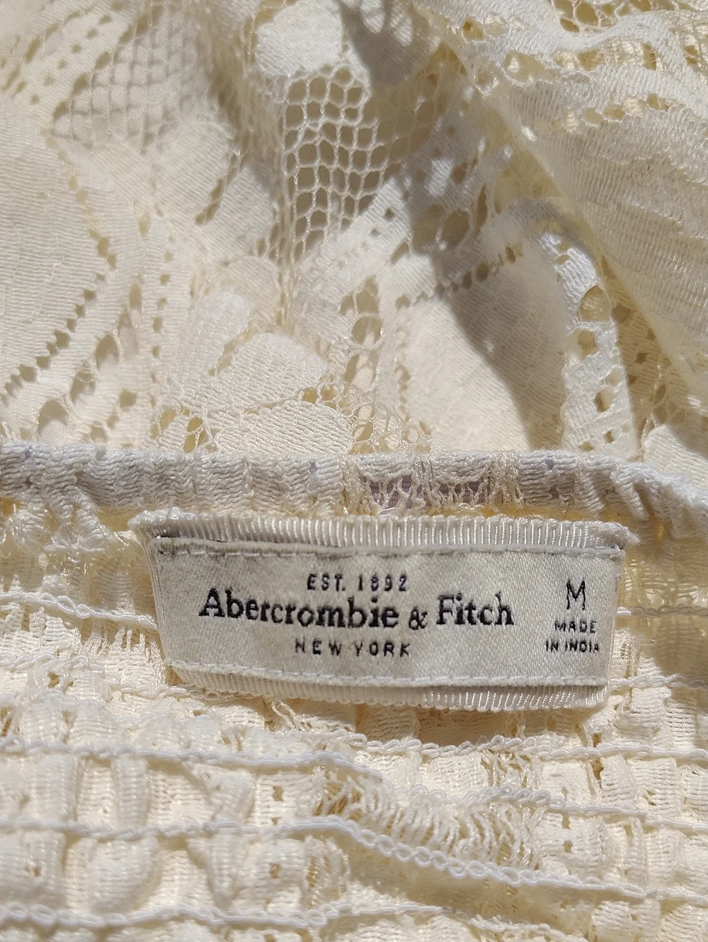Abercrombie & Fitch Sheath Dress, Ivory/Gold Lace, Sleeveless, High/Low Hem, M